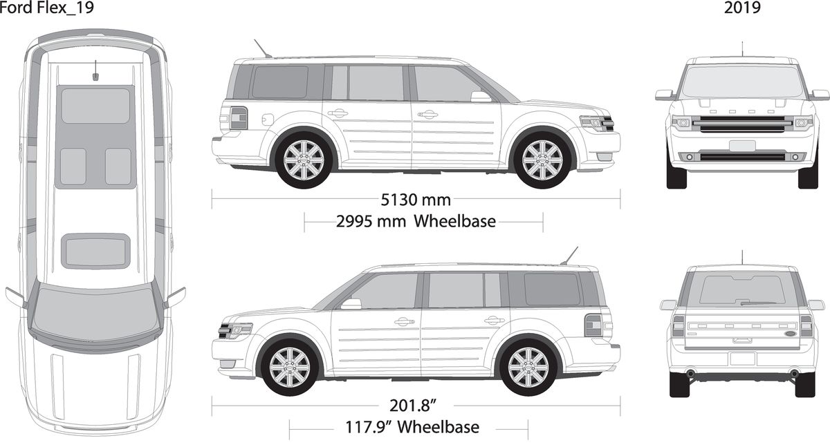 2019 Ford Flex V19 Vehicle Wrap Template