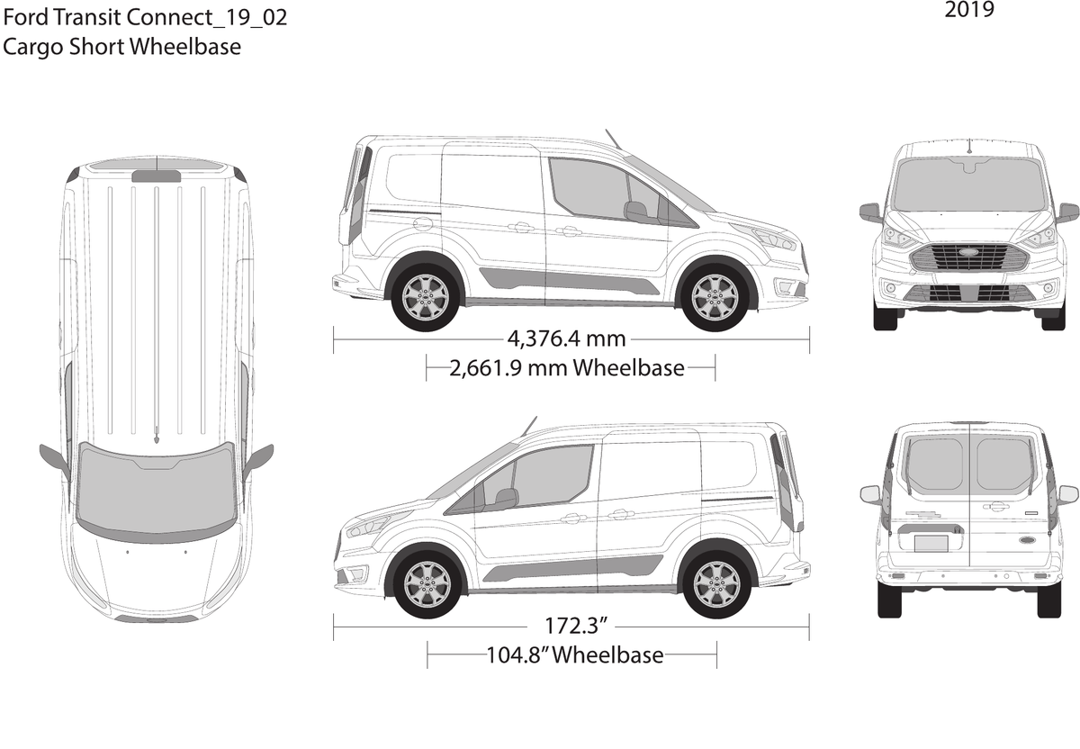 2019 Ford Transit Connect vector wrap template V02, Design-Ready PDF - GravBase