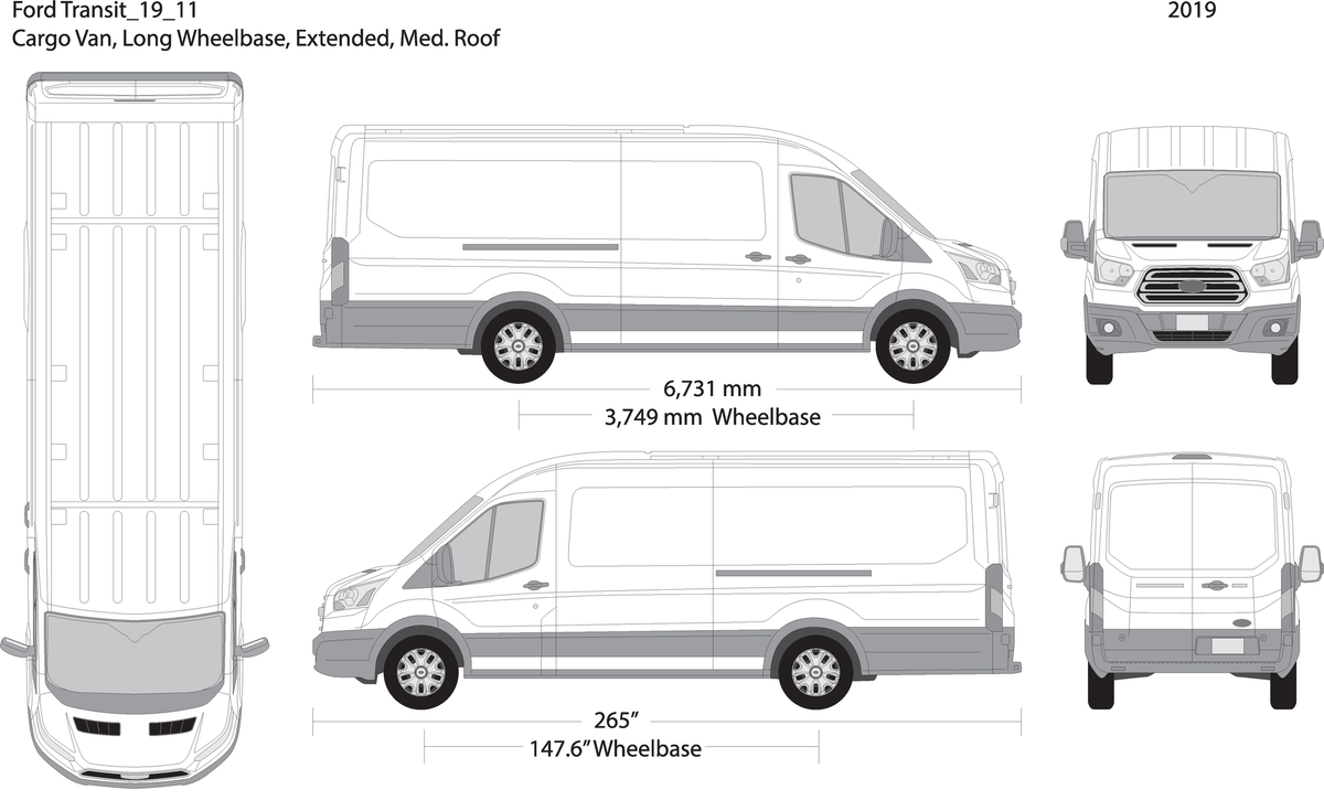 2019 Ford Transit Sliding Door V11 Vehicle Wrap Template