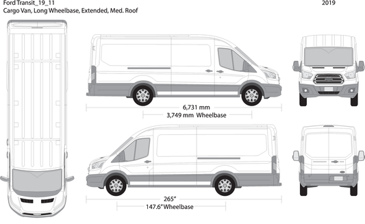 2019 Ford Transit Sliding Door V11 Vehicle Wrap Template