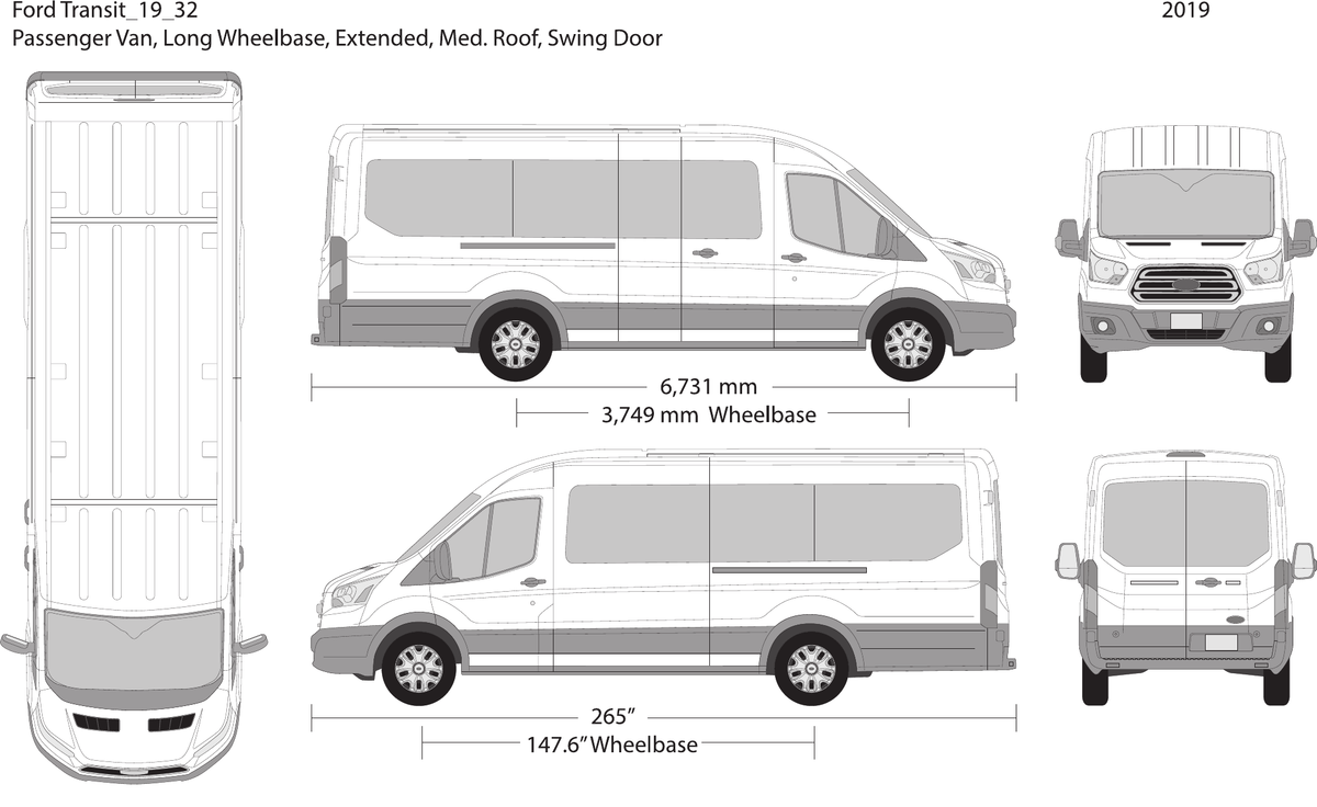 2019 Ford Transit Swing Doors vector wrap template V32, Design-Ready PDF - GravBase