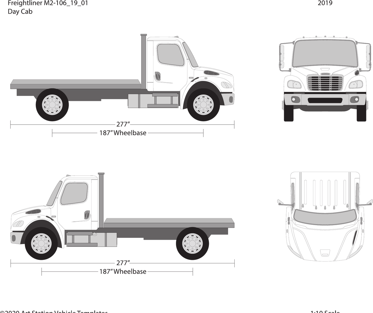 2019 Freightliner M2-106 vector wrap template V01, Design-Ready PDF - GravBase