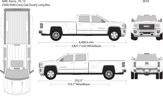 2019 GMC Sierra 2500-3500 HD vector wrap template V13, Design-Ready PDF - GravBase