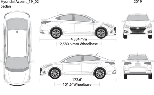 2019 Hyundai Accent Sedan V02 Vehicle Wrap Template