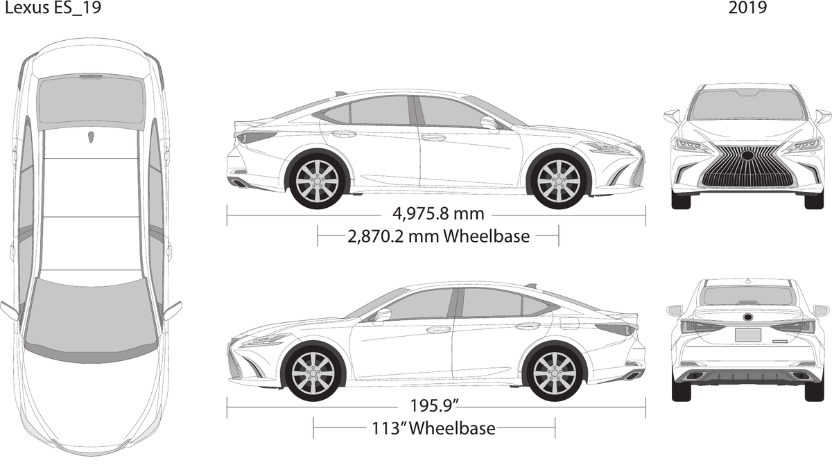 2019 Lexus ES vector wrap template, Design-Ready PDF - GravBase