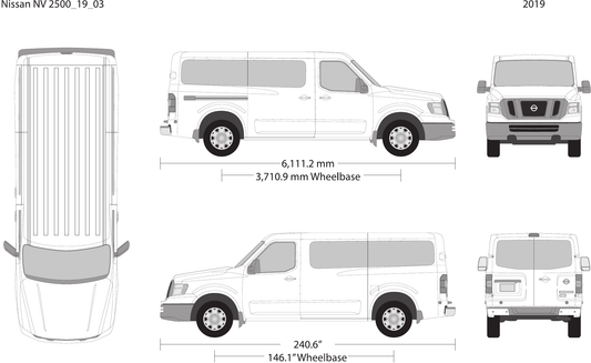 2019 Nissan NV Passenger vector wrap template V03, Design-Ready PDF - GravBase