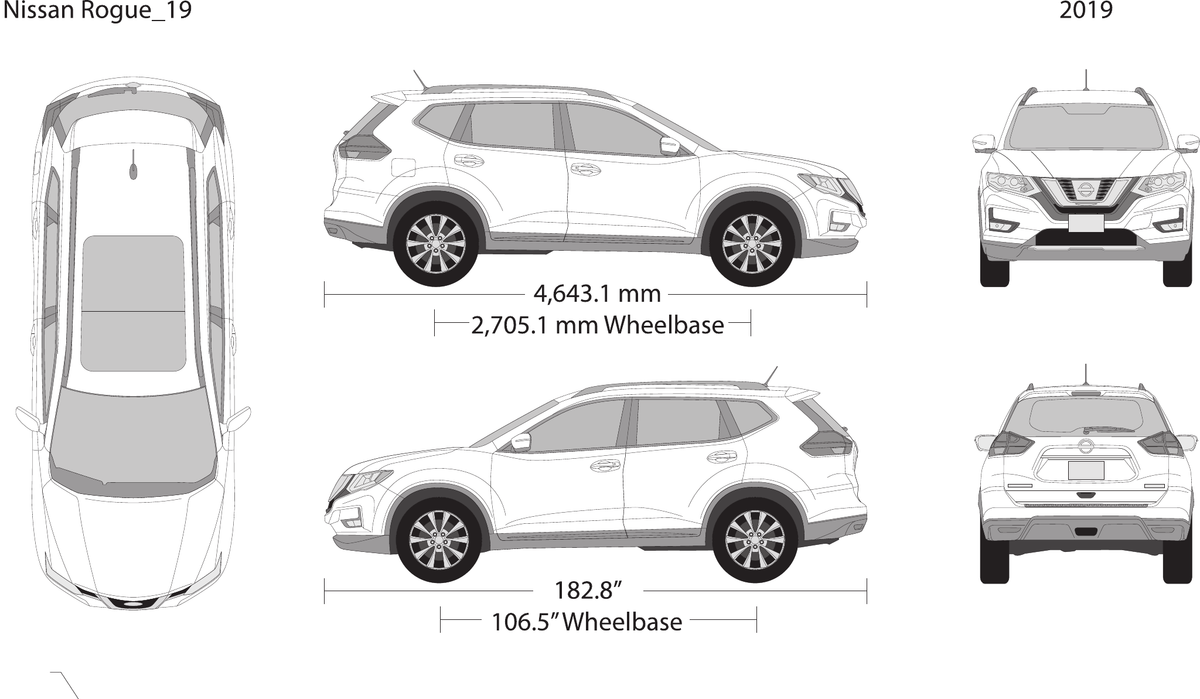 2019 Nissan Rogue vector wrap template, Design-Ready PDF - GravBase