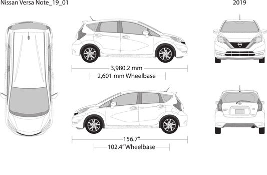 2019 Nissan Versa Note vector wrap template, Design-Ready PDF - GravBase