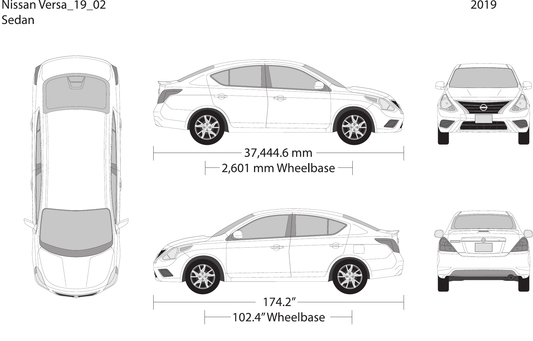 2019 Nissan Versa Sedan vector wrap template, Design-Ready PDF - GravBase