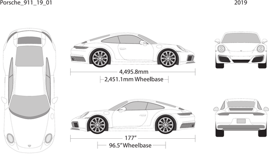 2019 Porsche 911 vector wrap template, Design-Ready PDF - GravBase