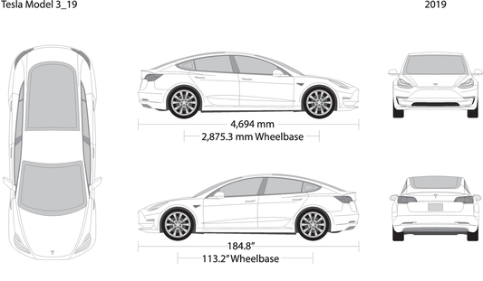2019 Tesla Model 3 V19 Vehicle Wrap Template