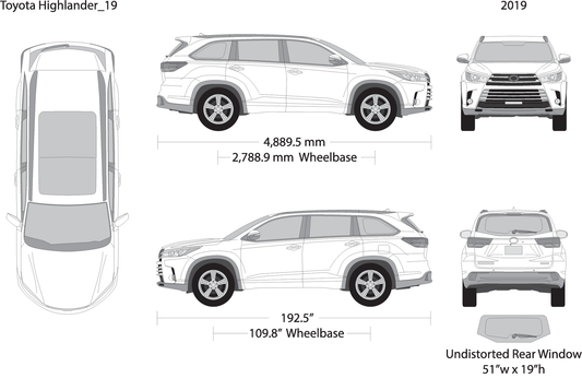 2019 Toyota Highlander V19 Vehicle Wrap Template