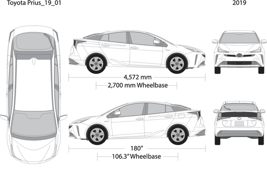 2019 Toyota Prius V01 Vehicle Wrap Template