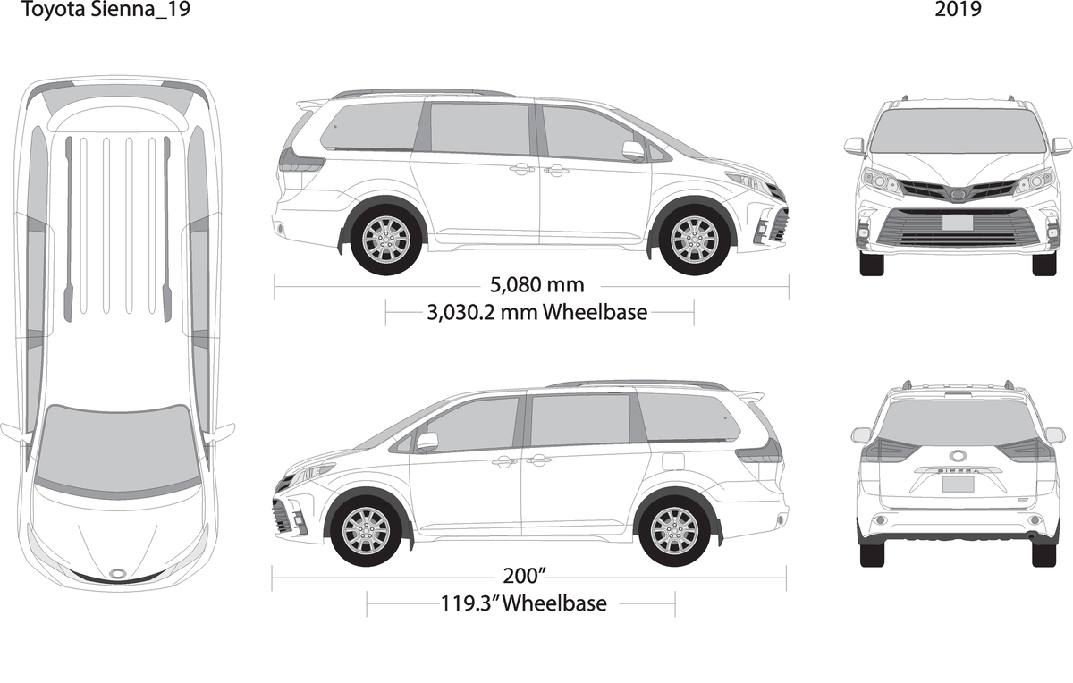 2019 Toyota Sienna V19 Vehicle Wrap Template