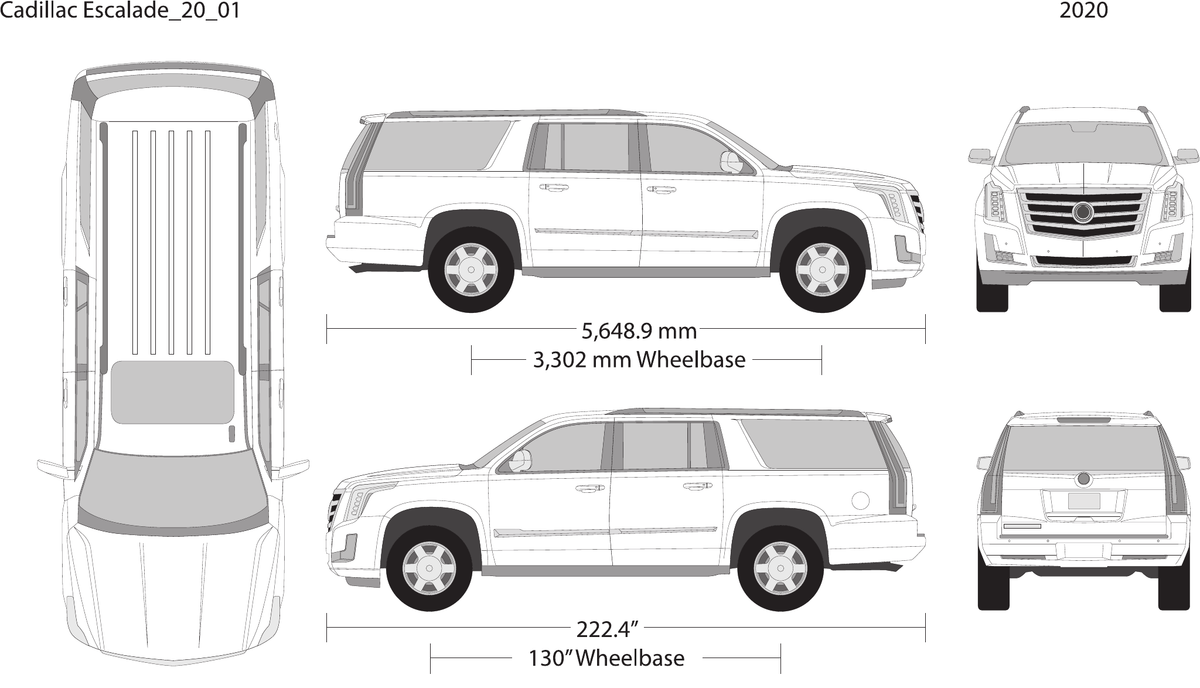 2020 Cadillac Escalade vector wrap template V01, Design-Ready PDF - GravBase