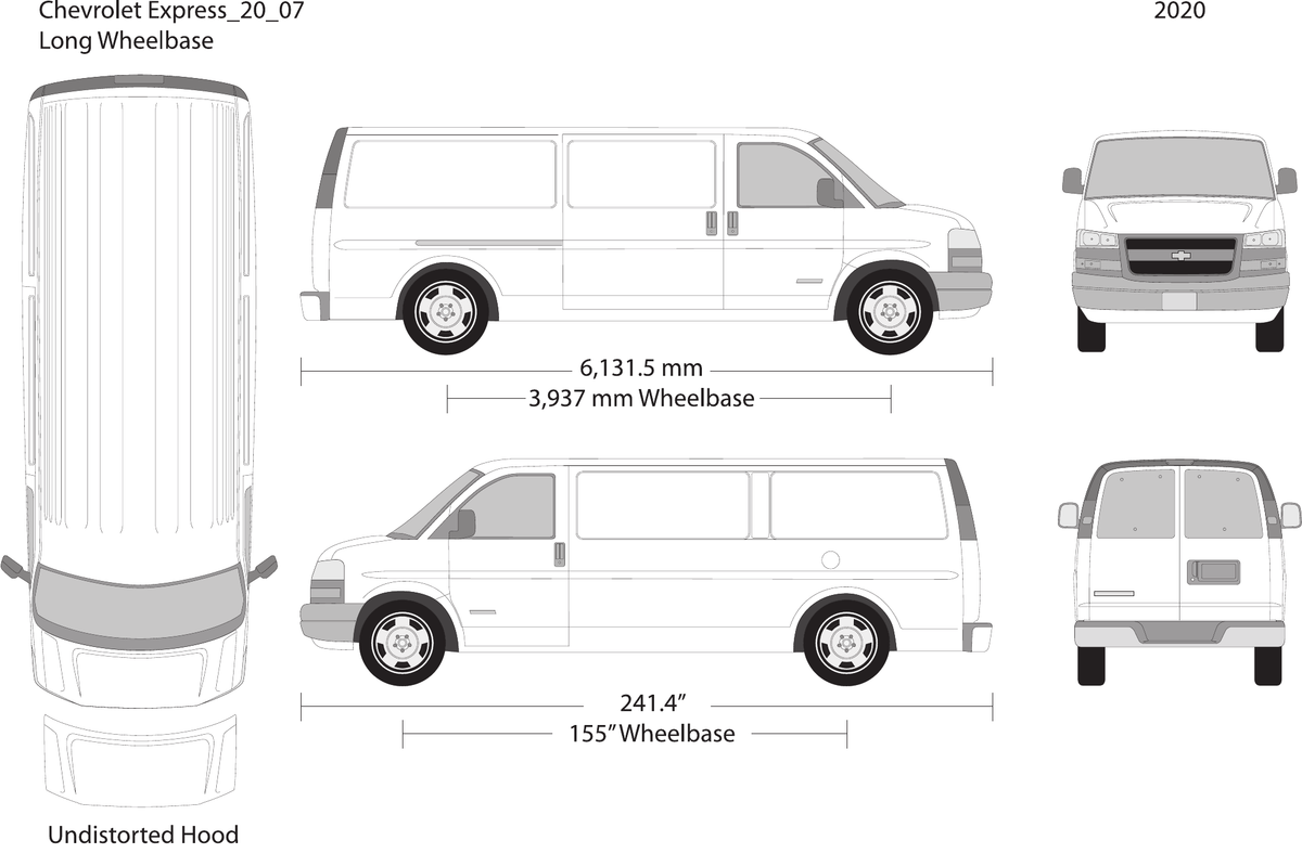 2020 Chevy Express vector wrap template V07, Design-Ready PDF - GravBase