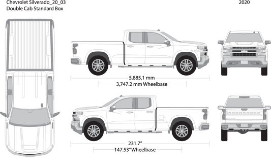 2020 Chevy Silverado 1500 V03 Vehicle Wrap Template