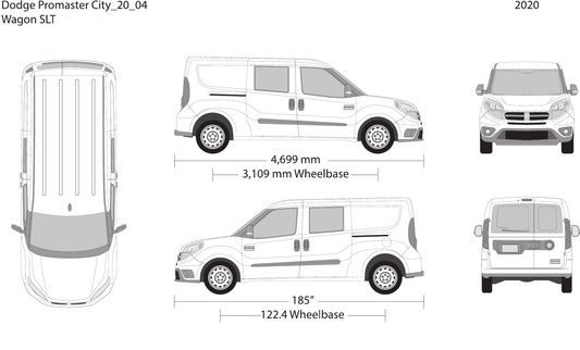 2020 Dodge Promaster City vector wrap template V04, Design-Ready PDF - GravBase