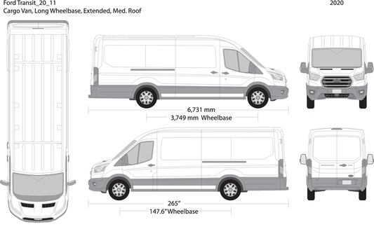 2020 Ford Transit Sliding Door V11 Vehicle Wrap Template