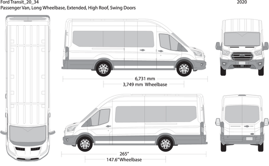 2020 Ford Transit Swing Doors 34 V34 Vehicle Wrap Template
