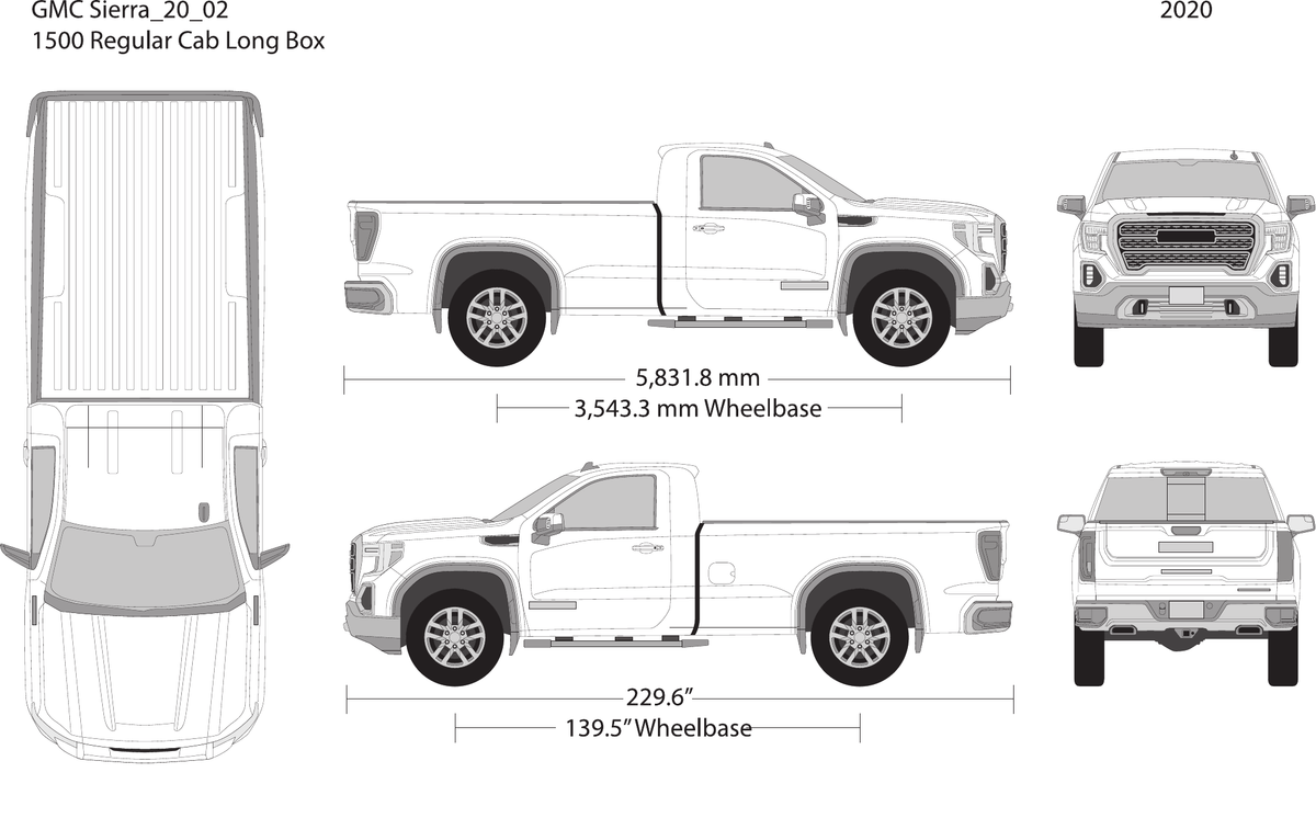 2020 GMC Sierra 1500 vector wrap template V02, Design-Ready PDF - GravBase