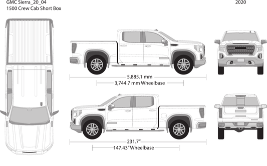 2020 GMC Sierra 1500 vector wrap template V04, Design-Ready PDF - GravBase