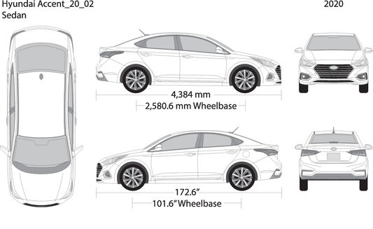 2020 Hyundai Accent Sedan V02 Vehicle Wrap Template