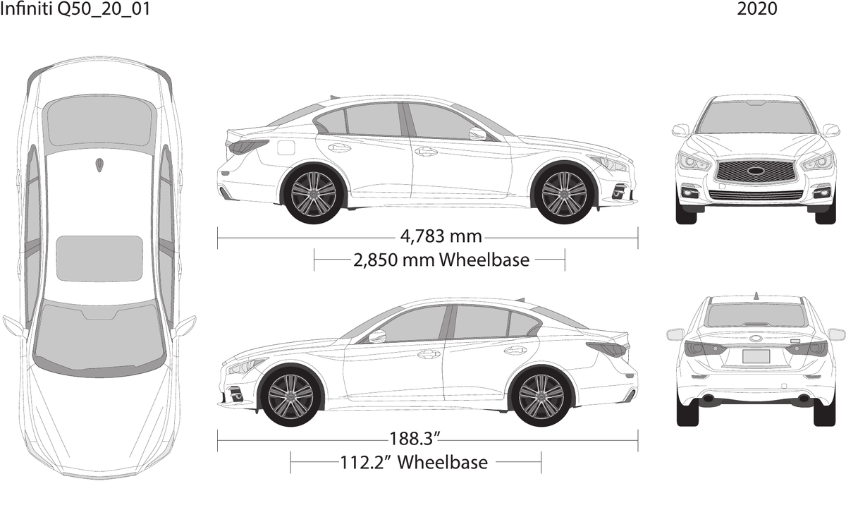 2020 Infiniti Q50 free vector vehicle wrap template - GravBase