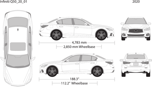 2020 Infiniti Q50 free vector vehicle wrap template - GravBase
