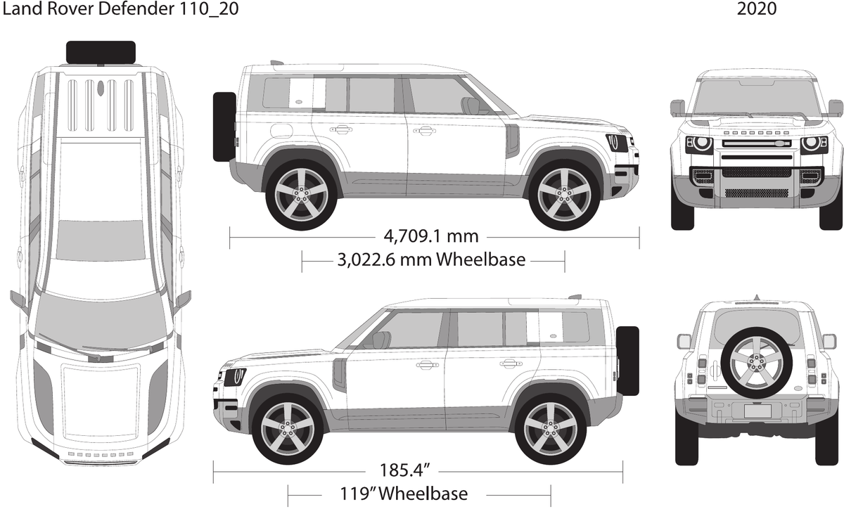 2020 Land Rover Defender 110 vector wrap template, Design-Ready PDF - GravBase