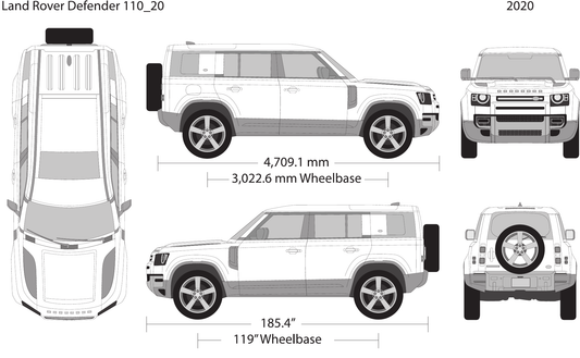 2020 Land Rover Defender 110 vector wrap template, Design-Ready PDF - GravBase