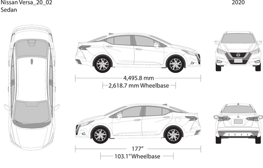 2020 Nissan Versa Sedan vector wrap template, Design-Ready PDF - GravBase