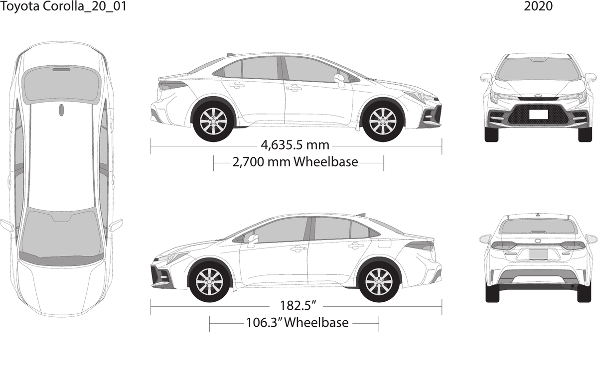 2020 Toyota Corolla vector wrap template V01, Design-Ready PDF - GravBase