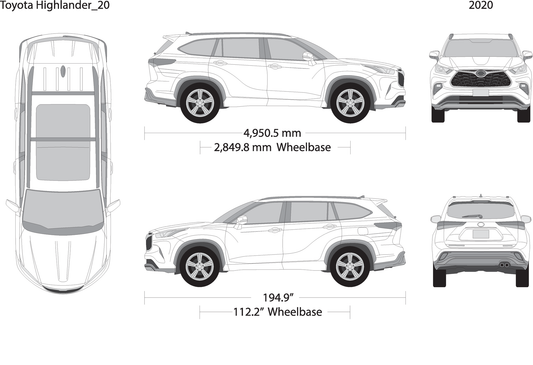 2020 Toyota Highlander V20 Vehicle Wrap Template