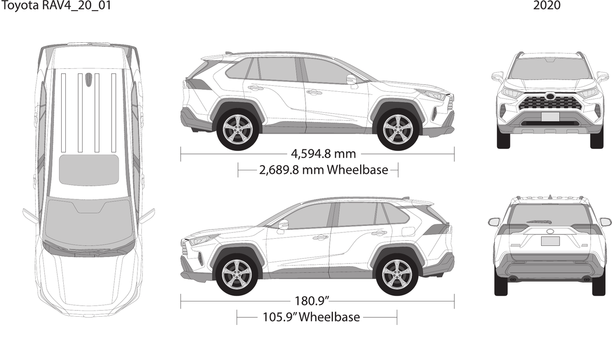 2020 Toyota RAV4 vector wrap template, Design-Ready PDF - GravBase