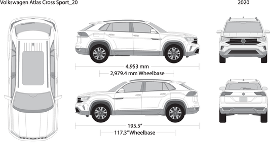 2020 Volkswagen Atlas Cross Sport V20 Vehicle Wrap Template