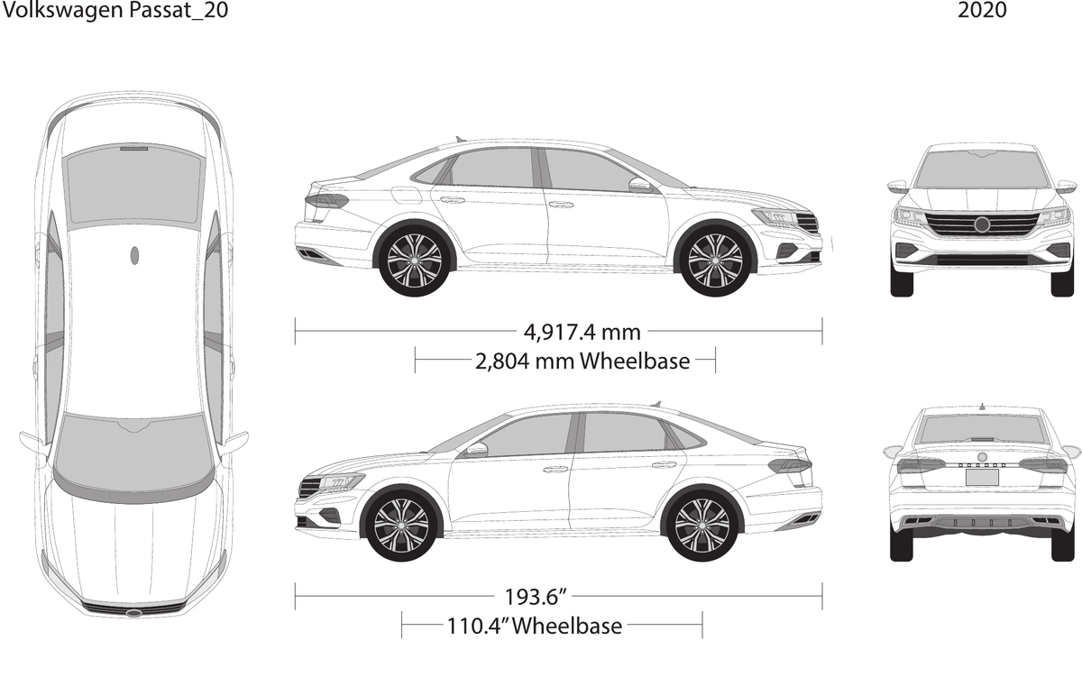2020 Volkswagen Passat vector wrap template, Design-Ready PDF - GravBase