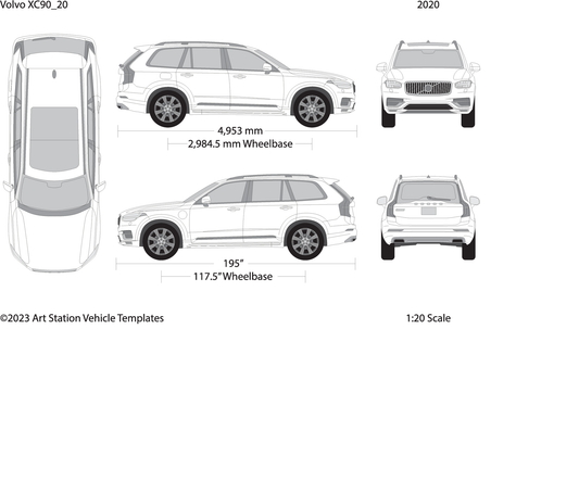 2020 Volvo Xc90 V20 Vehicle Wrap Template