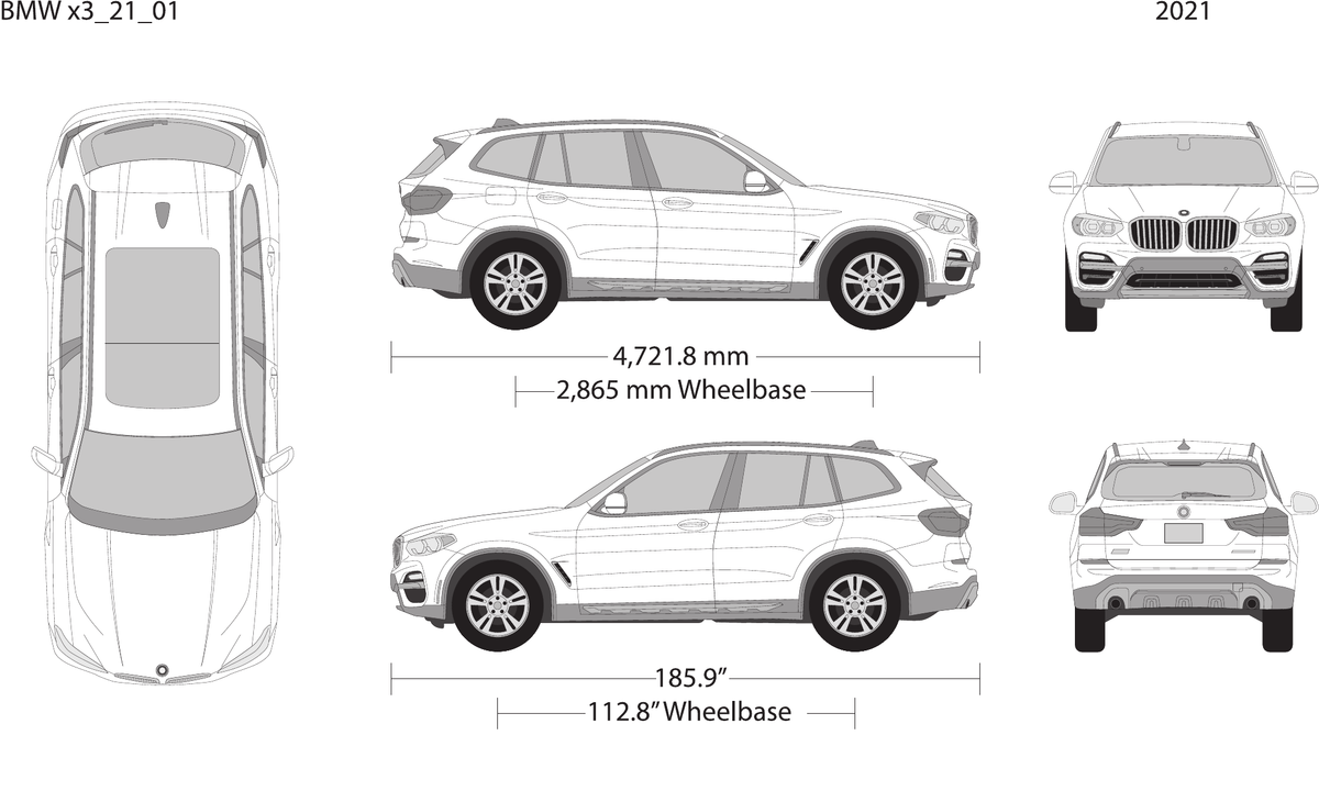 2021 BMW X3 vector wrap template, Design-Ready PDF - GravBase