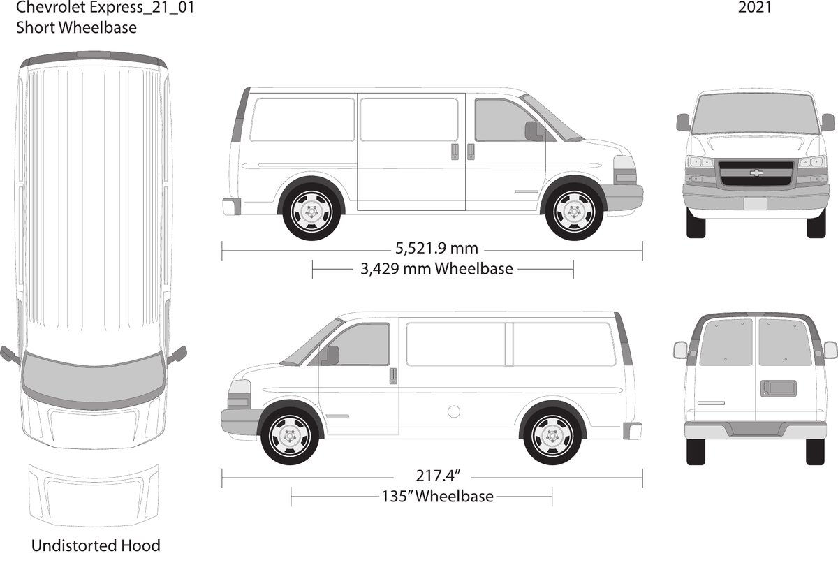 2021 Chevy Express vector wrap template V01, Design-Ready PDF - GravBase