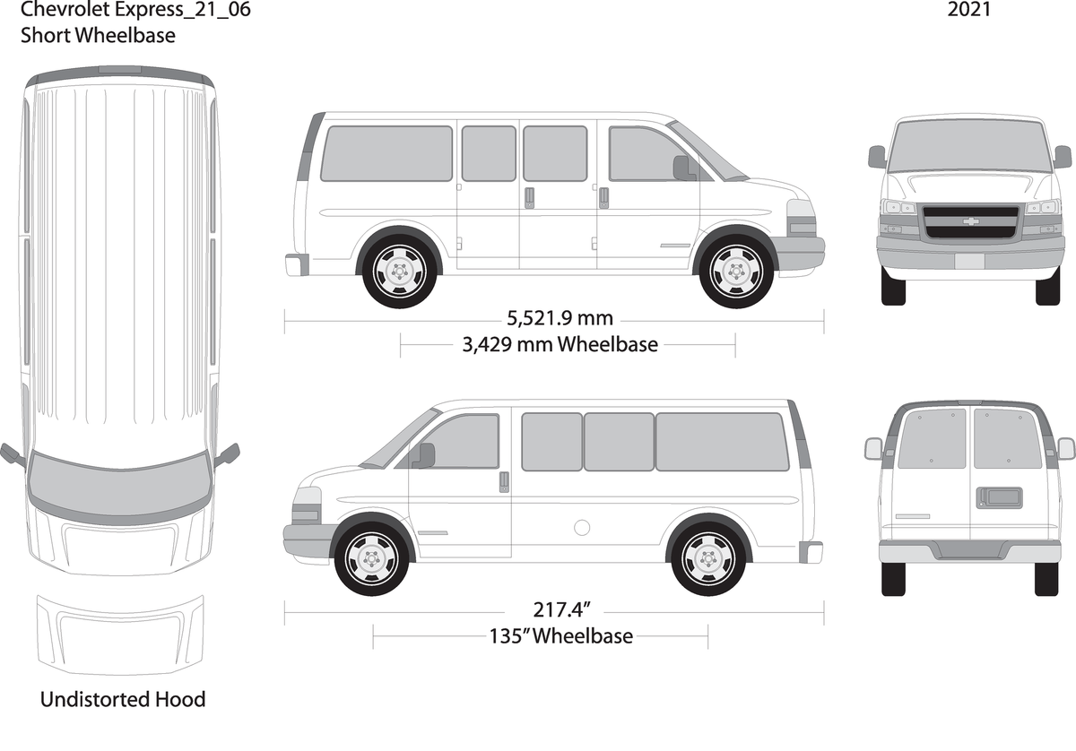 2021 Chevy Express V06 Vehicle Wrap Template