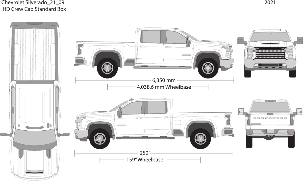 2021 Chevy Silverado 2500-3500 HD vector wrap template V09, Design-Ready PDF - GravBase
