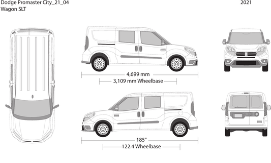 2021 Dodge Promaster City vector wrap template V04, Design-Ready PDF - GravBase