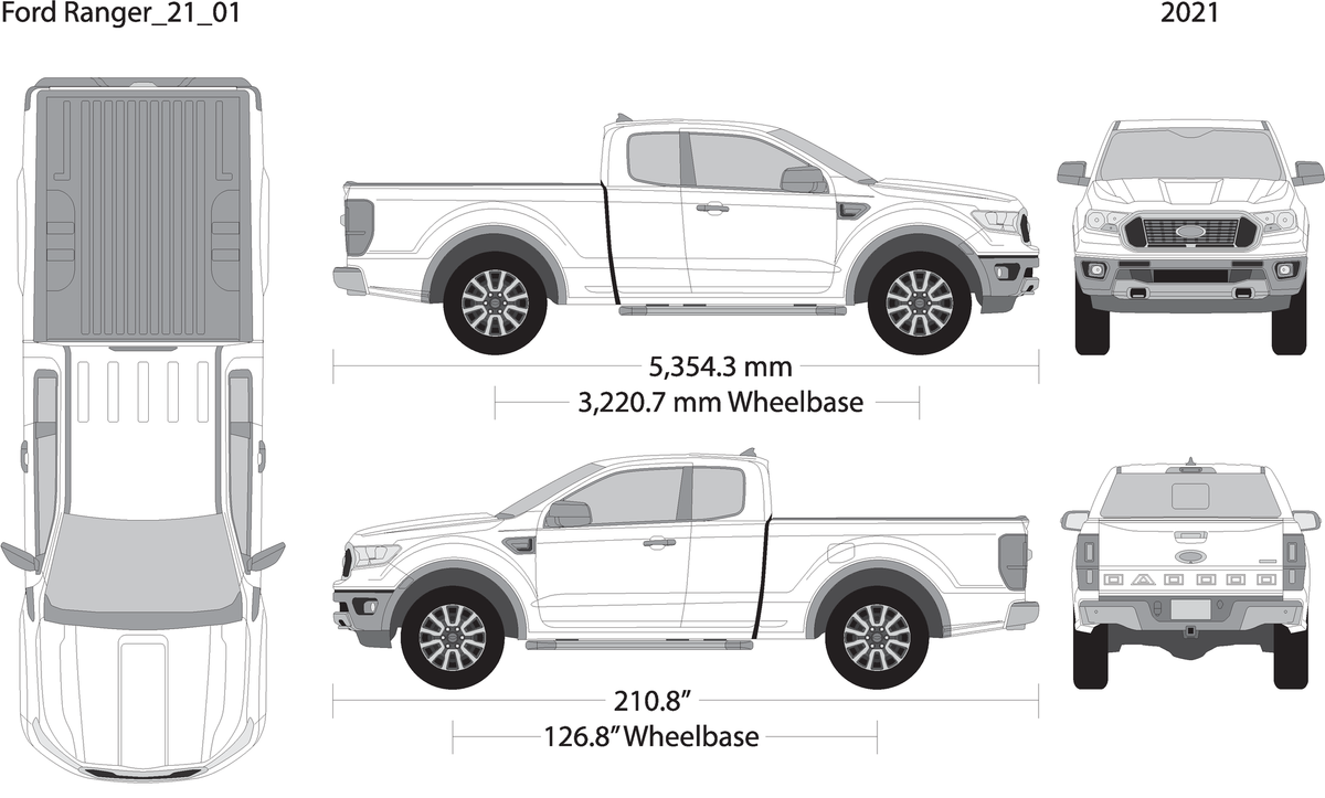 2021 Ford Ranger V01 Vehicle Wrap Template