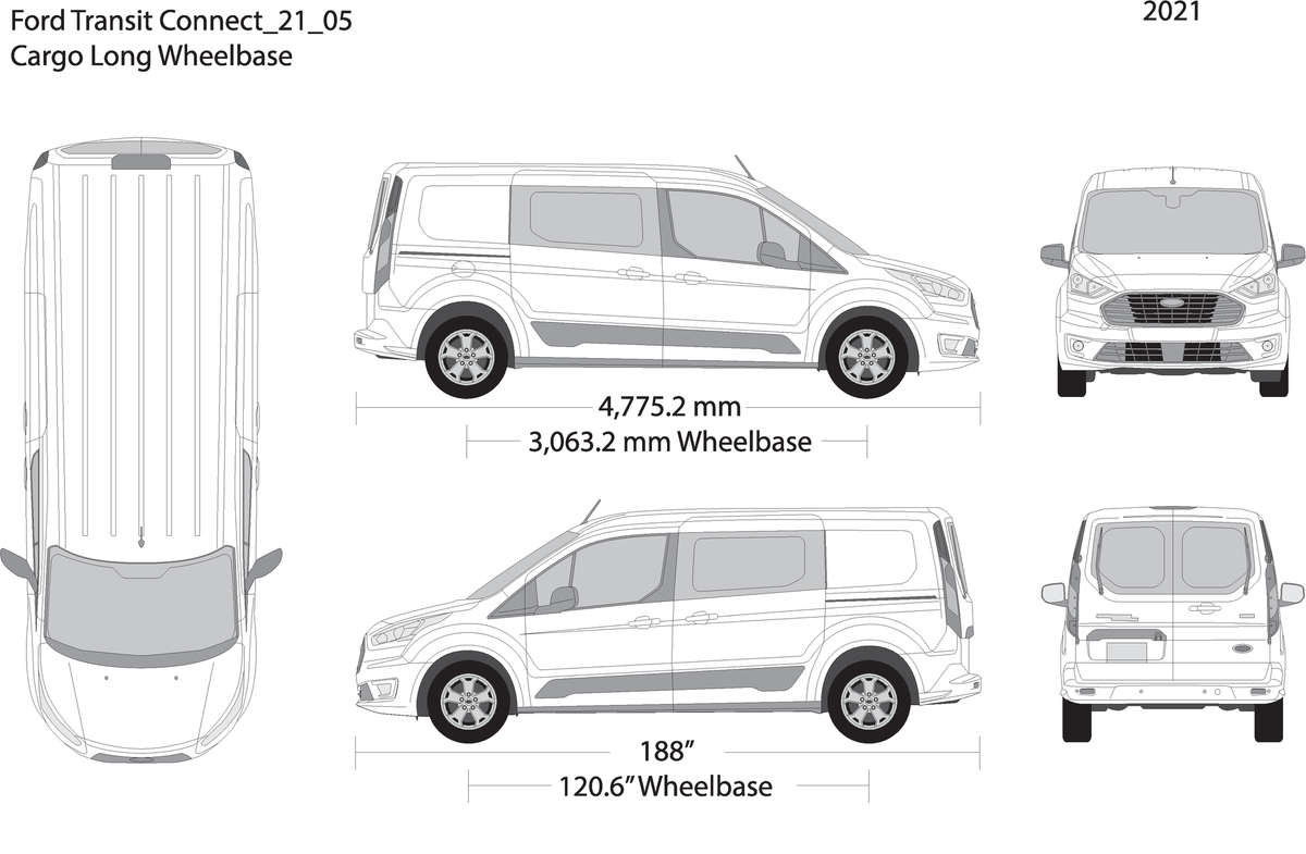 2021 Ford Transit Connect V05 Vehicle Wrap Template