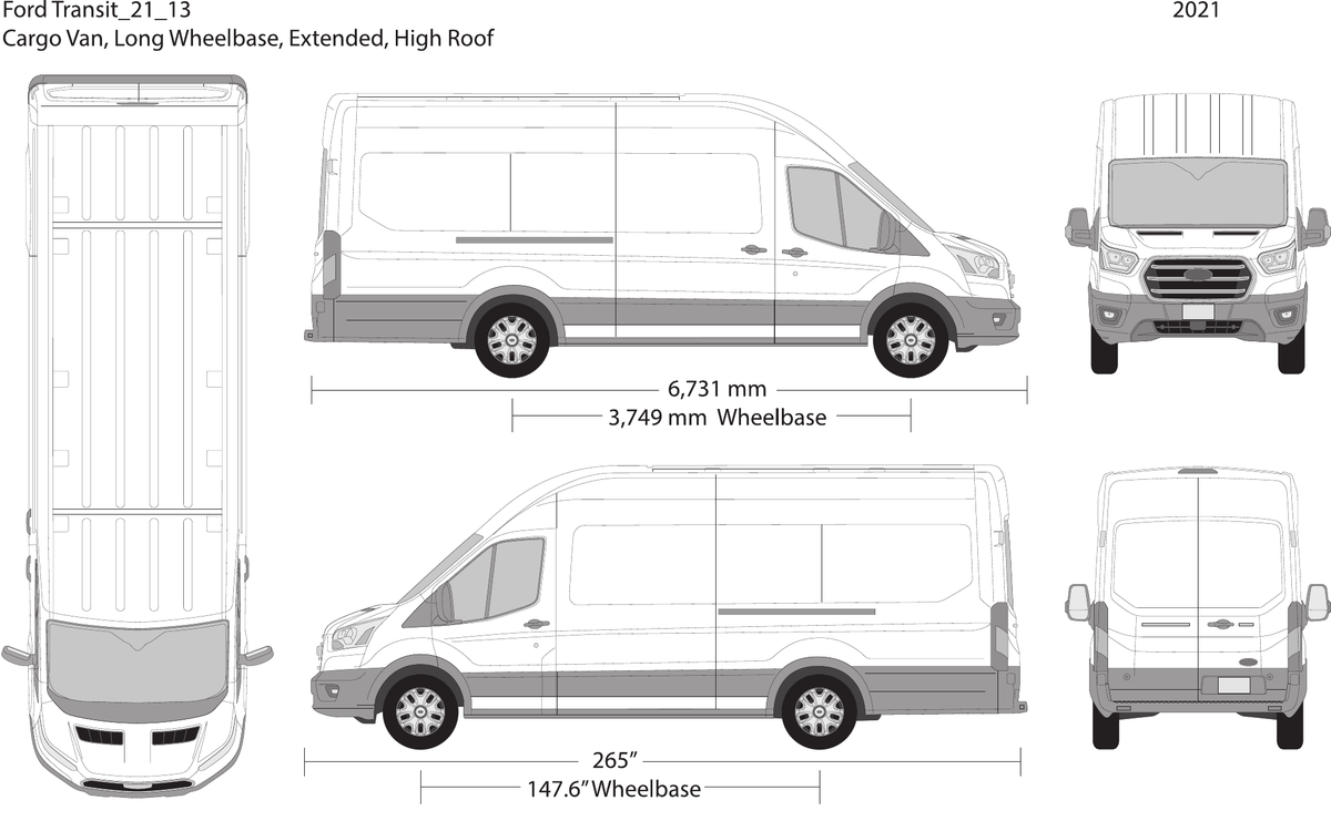 2021 Ford Transit Sliding Doors vector wrap template V13, Design-Ready PDF - GravBase
