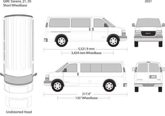 2021 GMC Savana vector wrap template V05, Design-Ready PDF - GravBase