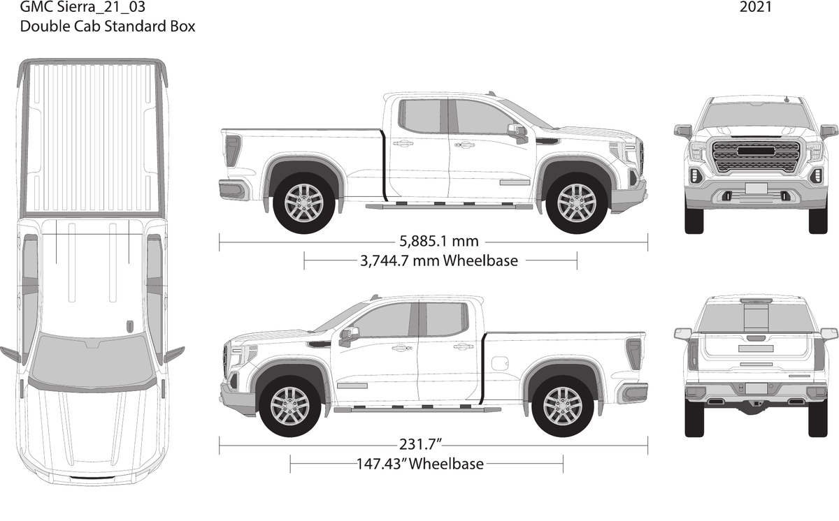 2021 GMC Sierra 1500 vector wrap template V03, Design-Ready PDF - GravBase