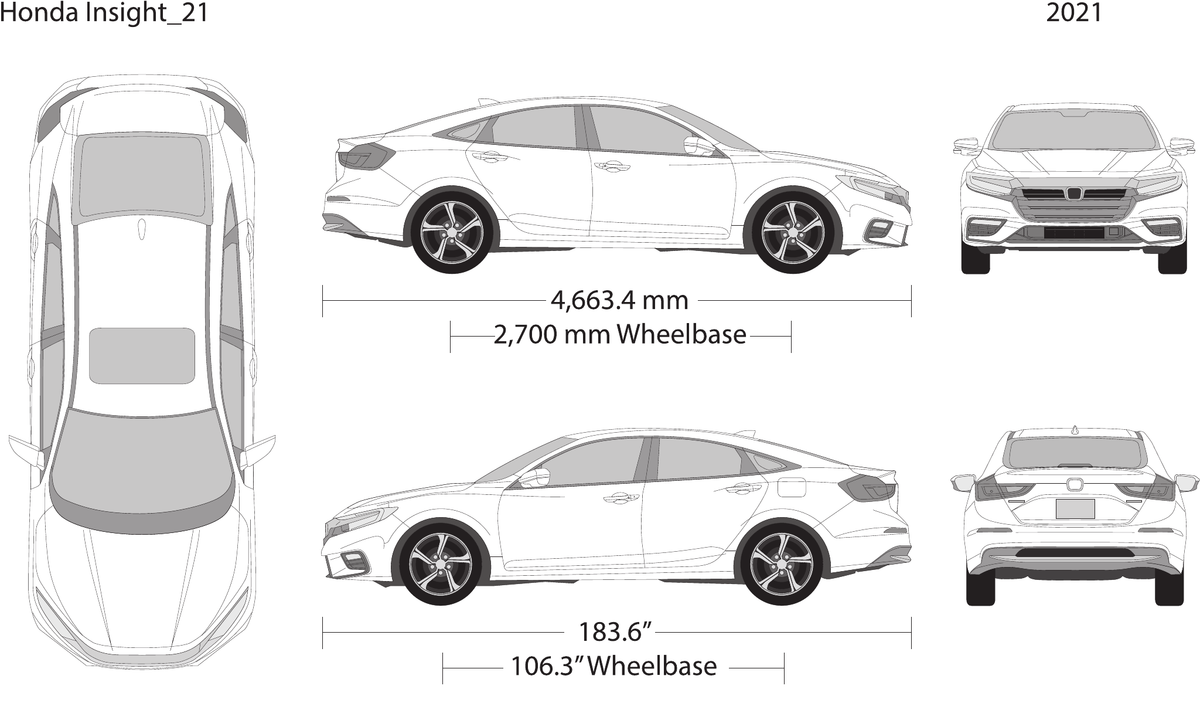 2021 Honda Insight vector wrap template, Design-Ready PDF - GravBase