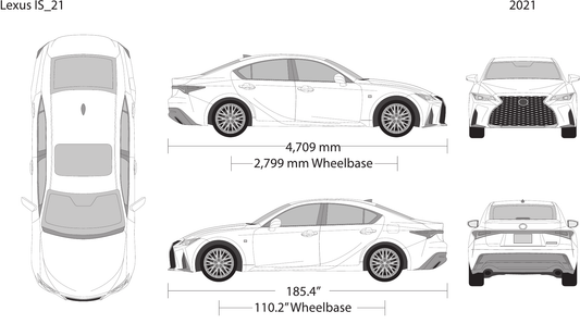 2021 Lexus IS Vector Wrap Template - GravBase